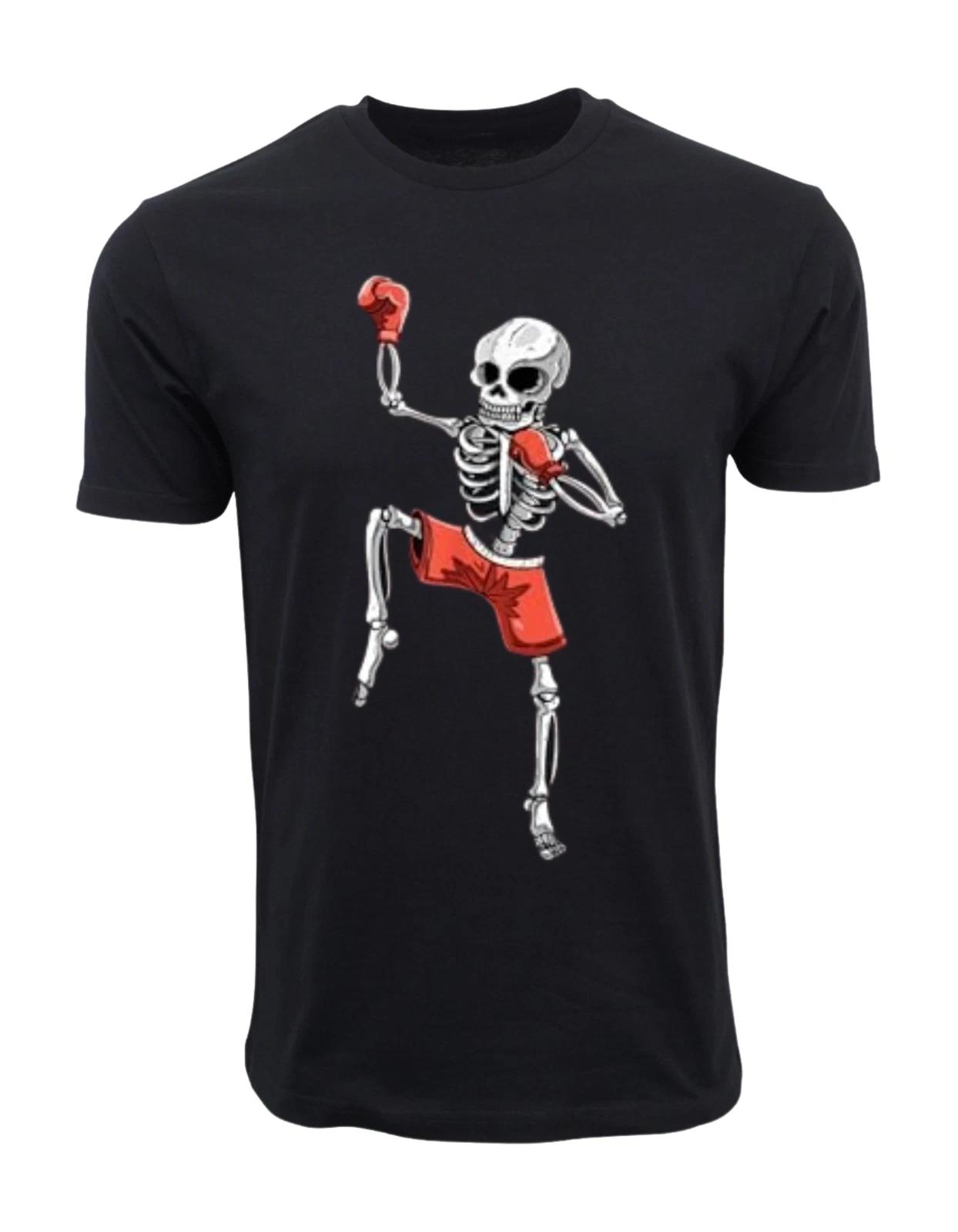 Unisex Adult Casual Graphic Skeleton Muay Thai Halloween Kickboxing... S