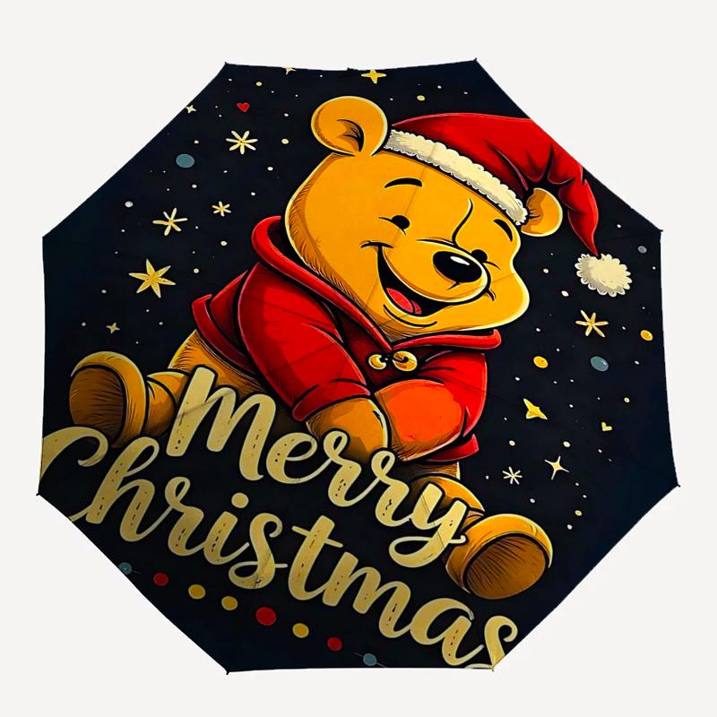 Winnie and Friends Themed Travel Umbrella-8 Ribs Automatic Opening and Closing, Portable Folding Design, Compact and Stylish Umbrella