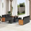 9-Piece Garden Sofa Set with Black Rattan Acacia Cushions 3363259
