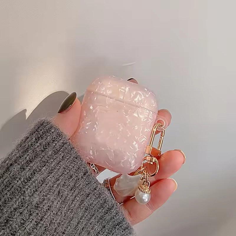 

Мрійливий перлинний м який чохол із брелоком для AirPods 4 Airpods 3 2 1 pro 2 бездротові навушники аксесуари для навушників чохол AirPods 1/2 рожевий