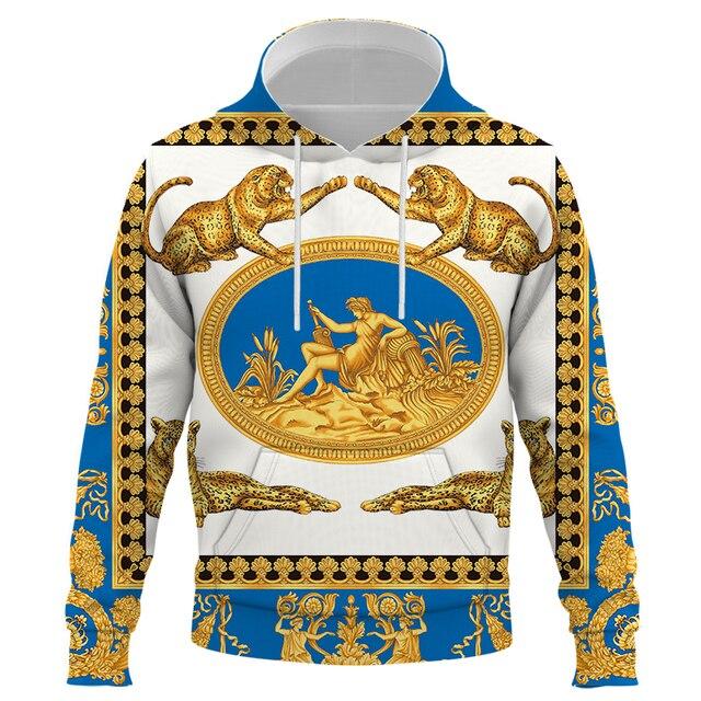 

Мужские и женские толстовки с капюшоном с 3D-принтом Golden Leopard, модные толстовки с капюшоном в стиле хип-хоп, мужские брендовые толстовки с капюшоном, роскошная уличная одежда, дропшиппинг L