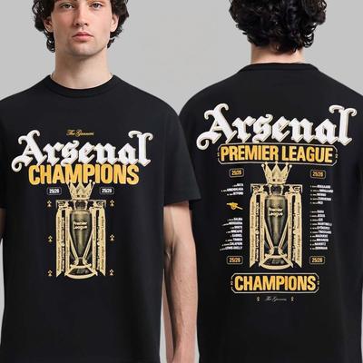 Arsenal Premier League Champions T-shirt Men and Women Summer Cotton Y2K Clothing Loose Round Neck Short Sleeved Tee Fan Gifts