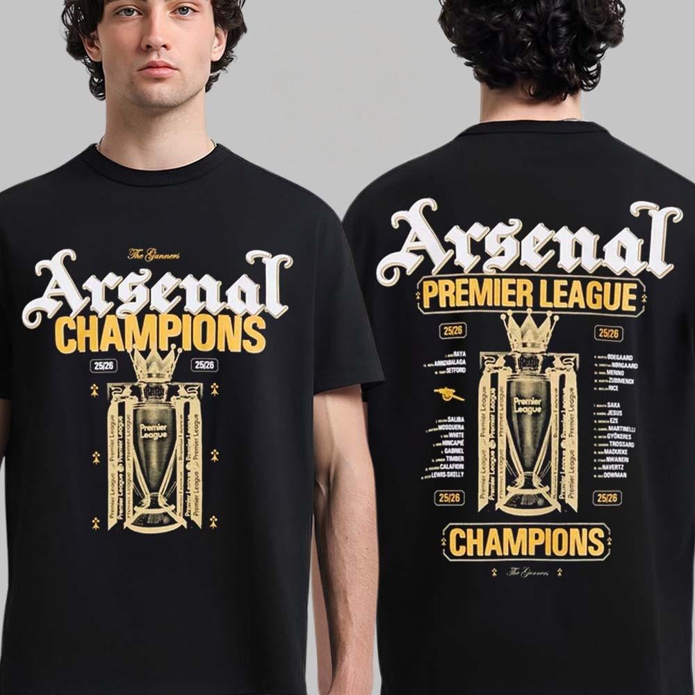 Arsenal Premier League Champions T-shirt Men's Clothing Women's Summer Cotton Y2K Fashion Short Sleeved T-shirt Fan Gifts