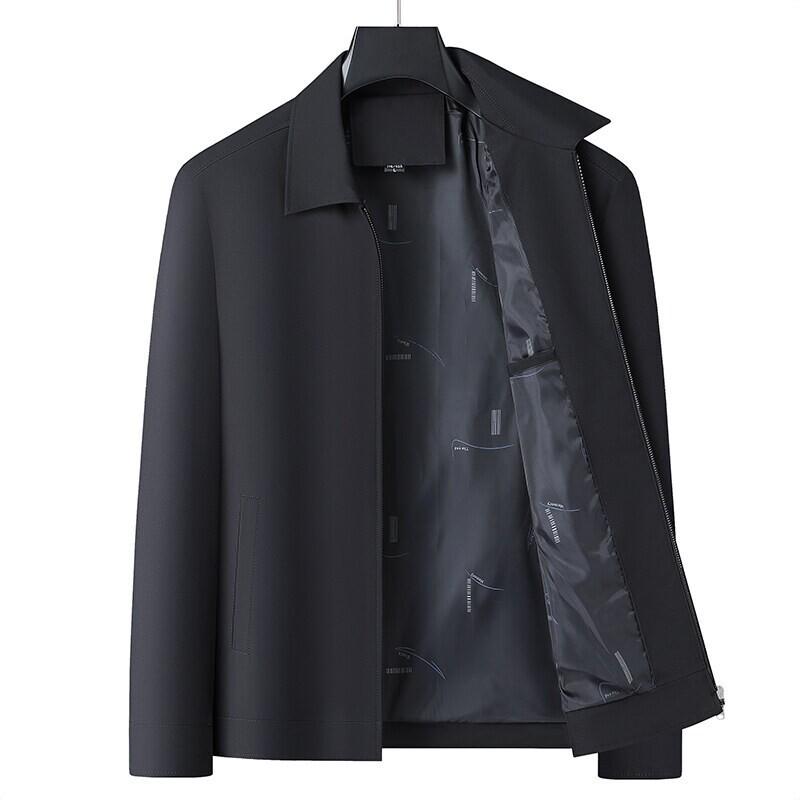 

2025 Men s Spring/Autumn Business Casual Zip-Up Lapel Jacket for Middle-Aged XL чорний