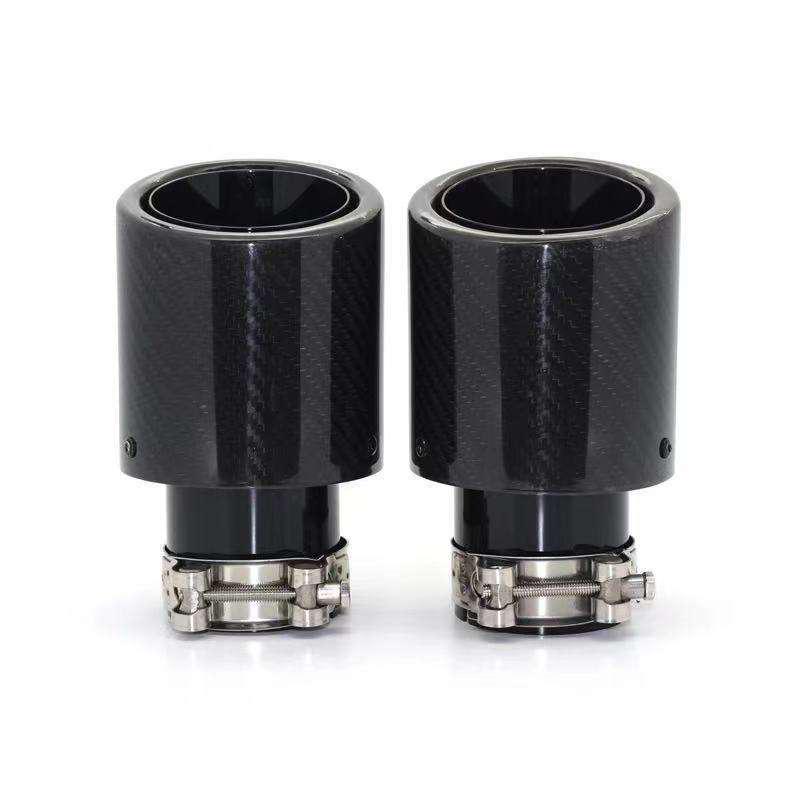 BMW Universal Gloss Black 304 Stainless Steel Carbon Fiber Muffler Tailpipe - Tailpipe Modification