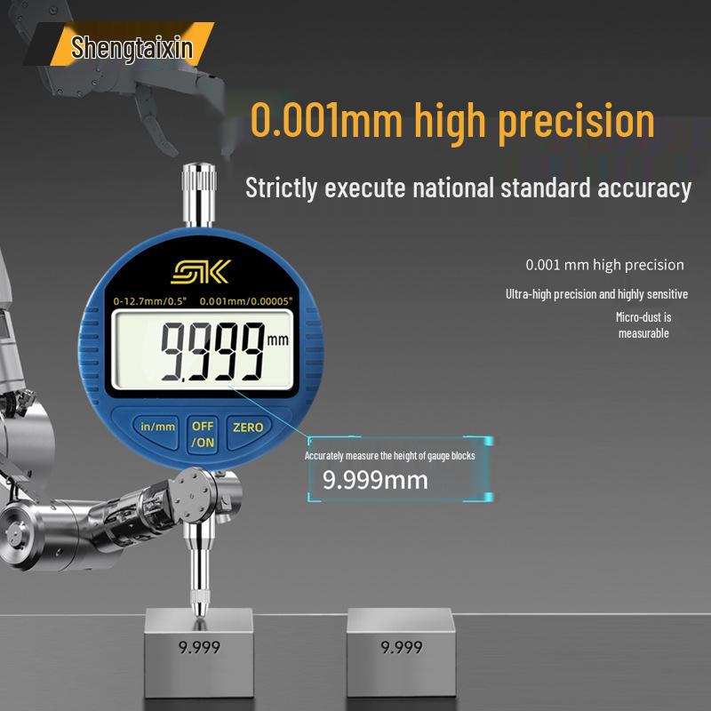 Shengtai Xin High-Precision Digital Dial Indicator Set - Micrometer Depth & Height Gauge Measuring Tool Dial Gauge 0-12.7mm