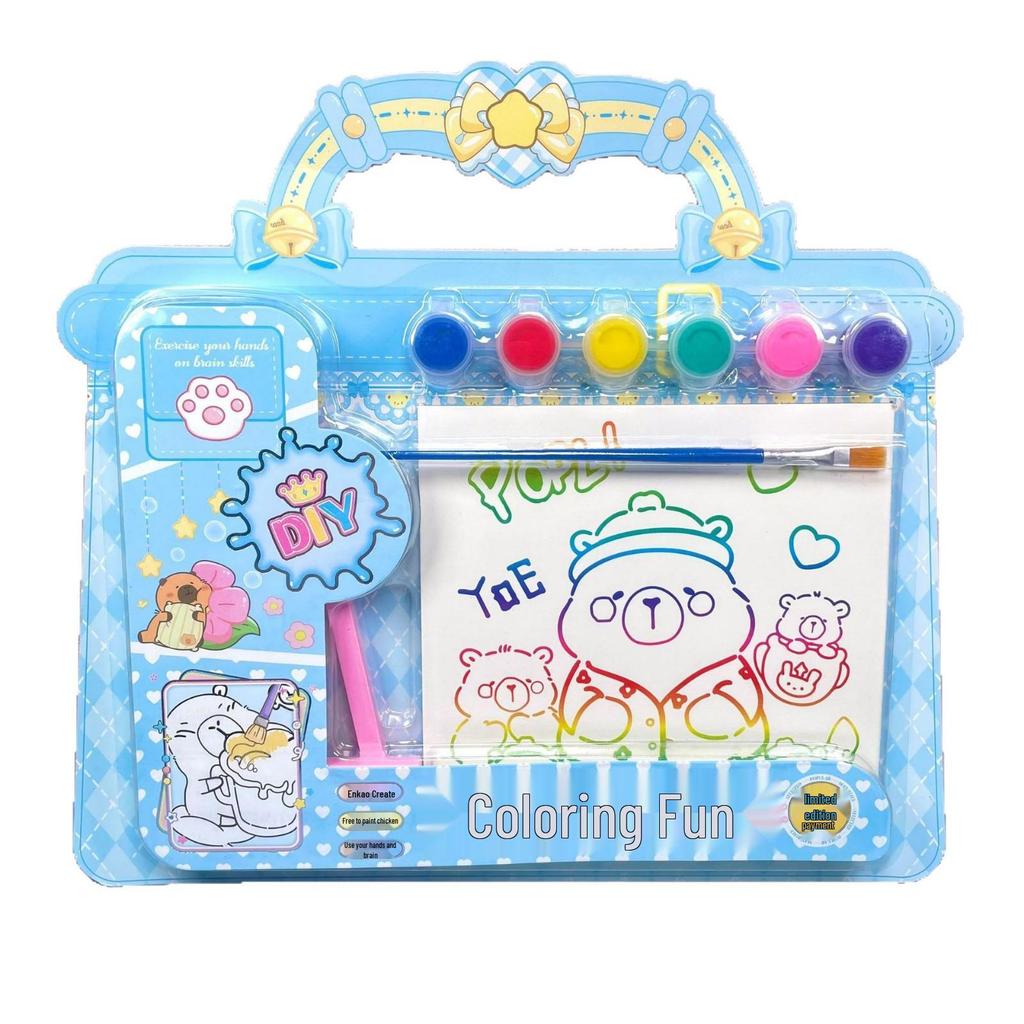Kids' Cute Colorful Acrylic Paint Set with Easel - Fun DIY Art Gift