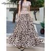2026 Korean Fashion Spring Autumn Women Pleated Skirt High Waist Leopard Tiered Skirt Elegant Feminine Ladies' Chic Ruffles Skirt