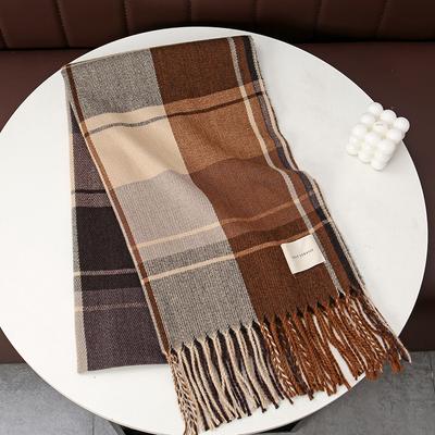 Winter Plaid Scarf Design Women Cashmere Pashmina Warm Shawl Lady Wrap Tassel Scarves Knitted Men Foulard Thick Blanket