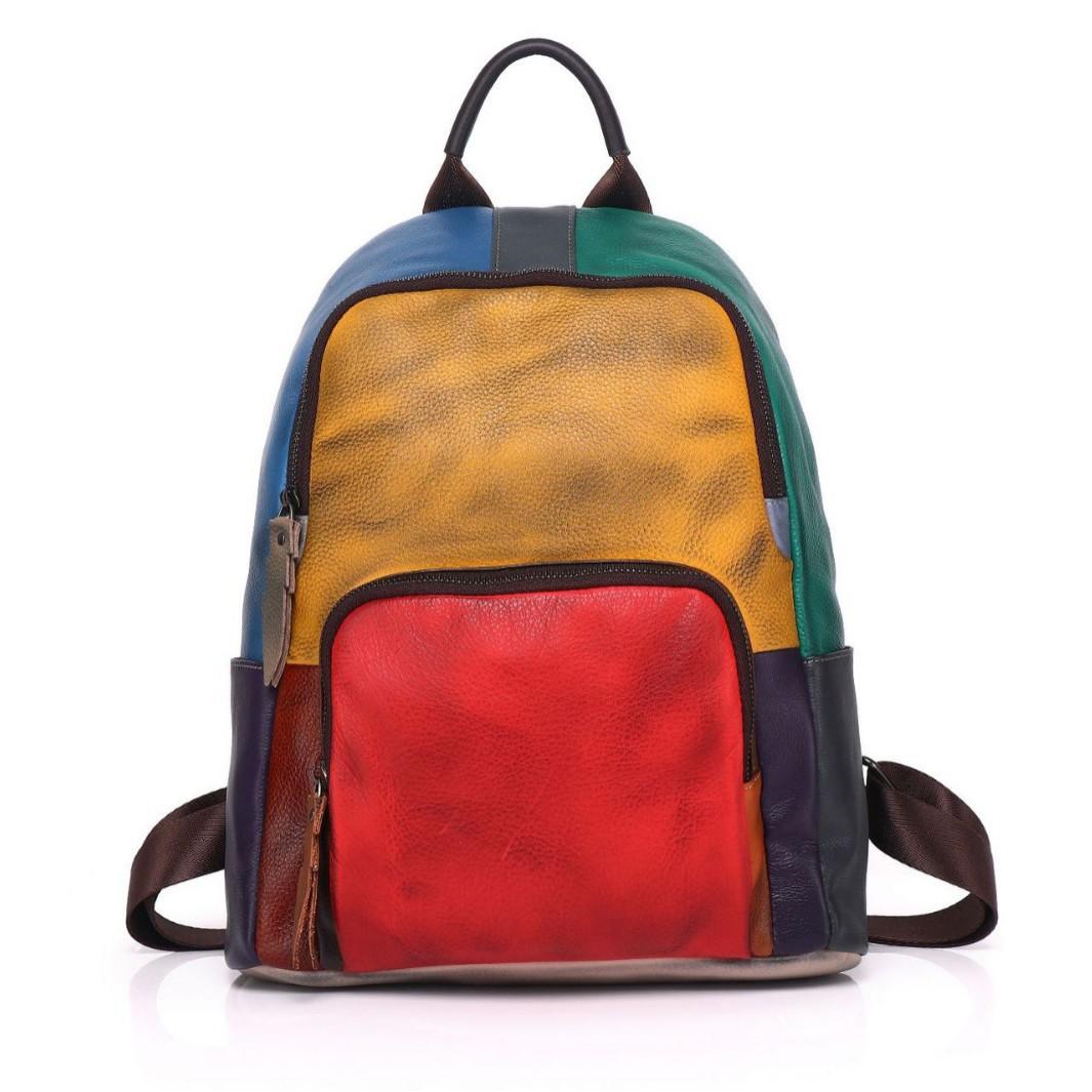 Casual Daily Genuine Leather Backpack Woman