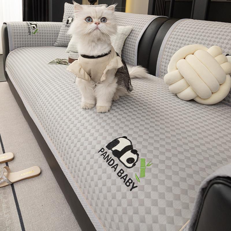 New Cool Doudou Sofa Towel Cover Cloth Non-Slip Mat Leather Seat Cushion Summer Cool Cushion Summer Ice Silk Sofa Cushion