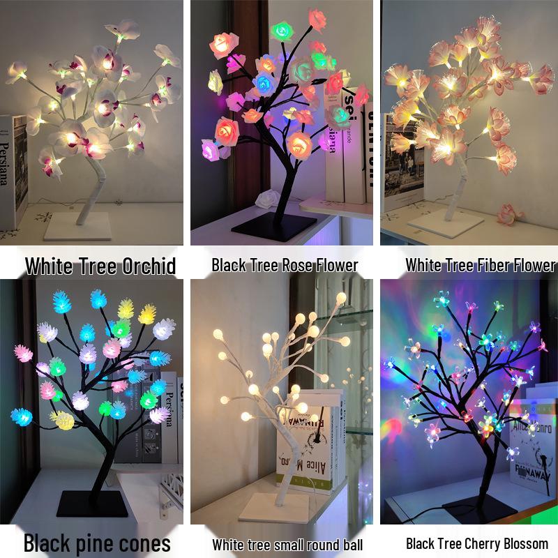 LED Maple Leaf Tree Lamp with Voice Remote - Creative USB Night Light for Room Decor & Gifts