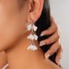 Imitation pearl water drop fringed silver needle earrings baroque temperament earrings