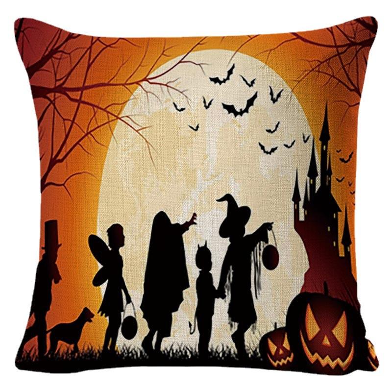 Halloweenský obliečka na vankúš Poťah na vankúš Štvorcový ľanový poťah na sedadlo Bedrový vankúš Škandinávsky domov Kockovaný