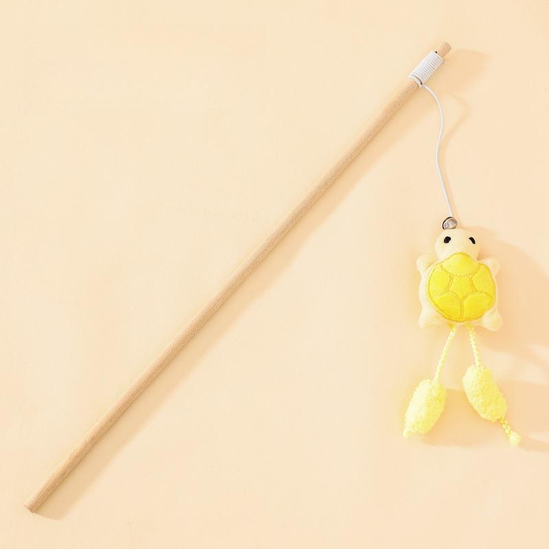 Cat toy wooden pole cat teasing stick self fun cat teasing artifact kitten bell cute fun durable scratch resistant biteresistant жёлтый