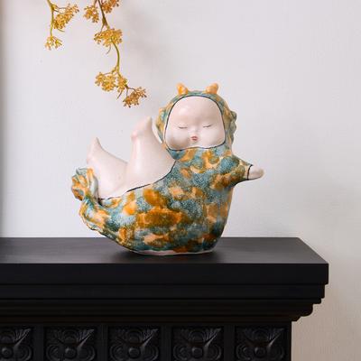 Rękodzieło Ceramiczne Lalka Dziewczynka Styl Chiński Retro Ozdoby na Biurko Ręcznie Robiona Ceramiczna Dziecko Akcesoria do Dekoracji Domu
