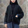 Warm Short Linen Women Johnature Cotton Clothes Vintage Vneck Long Sleeve Loose Solid Color Autumn Winter Coats