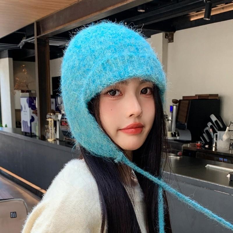 Knitted Wool Hat For Winter Women With Ear Warmer And Features