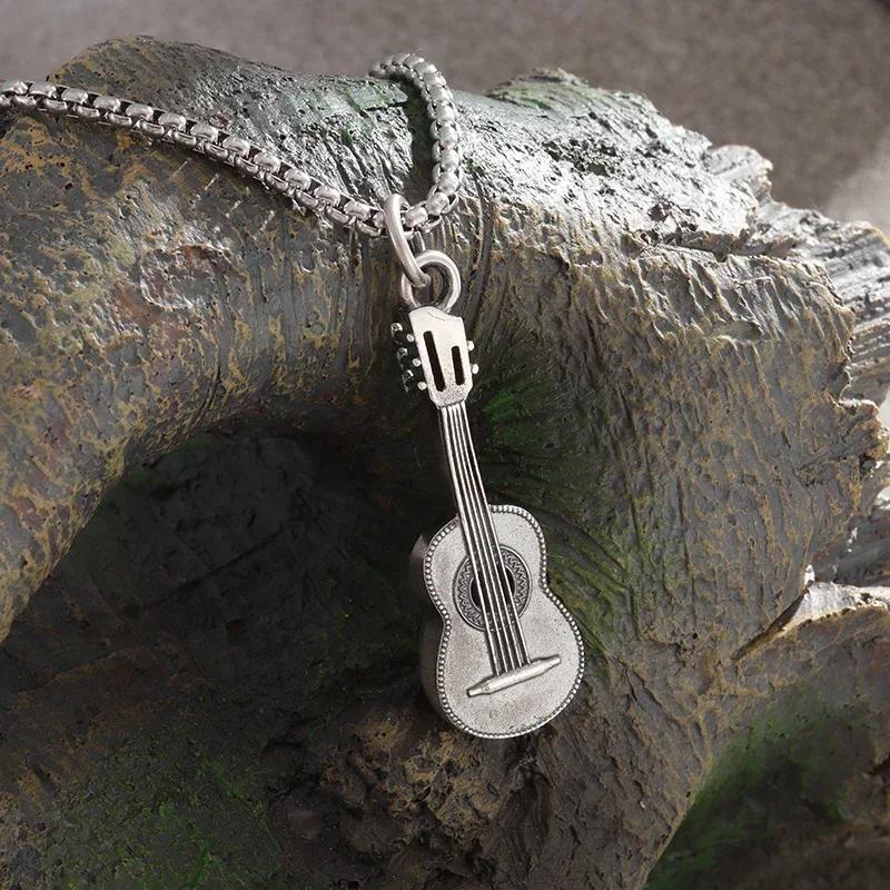 Ретро Панк Музыкальная Гитарная Подвеска для Мужчин Персонализированный Готический Кулон Модная Хип-Хоп Рок-Певец Ювелирное Изделие Подарок