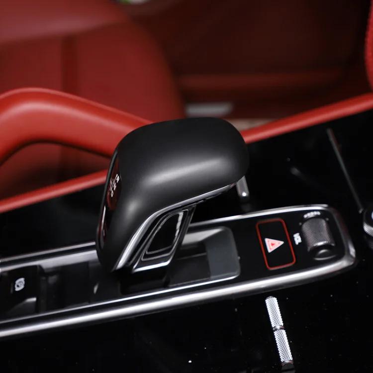 ABS Matt Balck/Carbon Fiber/Red Car Interior Gear Shift Gear Head Cover Trim For Porsche Cayenne 2018-2023 Auto Accessories