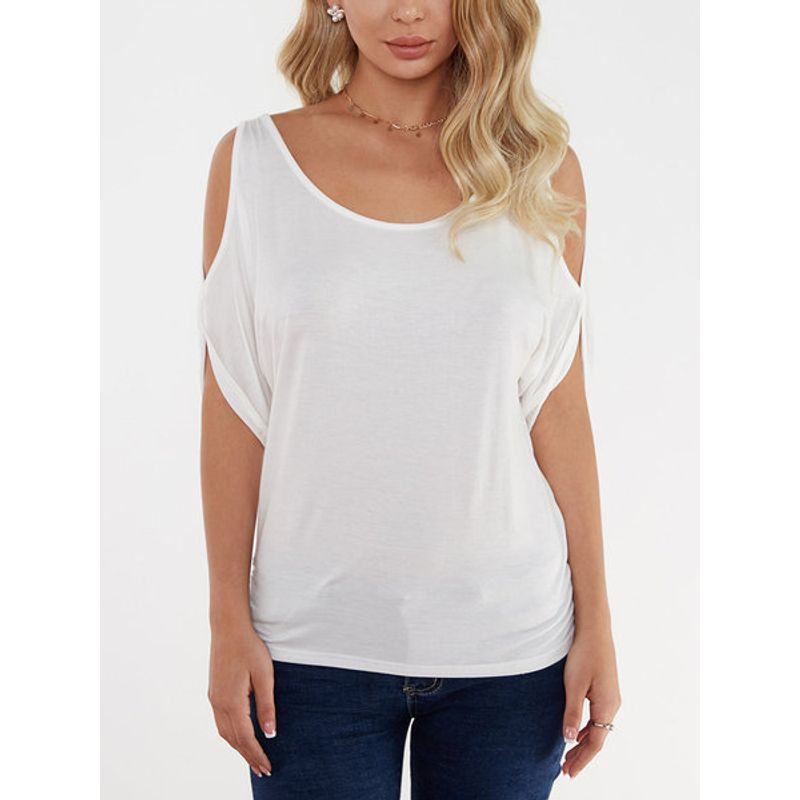 Off-the-Shoulder Summer Fashion Solid Color Slim Fit T-shirt Top