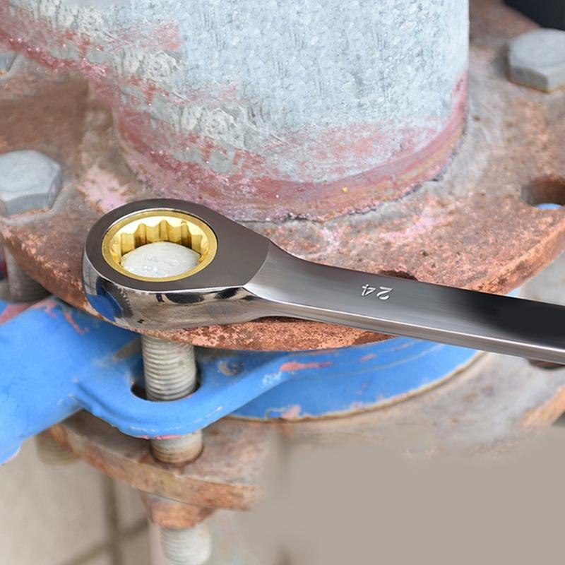 Double Ended Utility Wrench Ratchet Spanner Heavy Duty Two Side  Wrench Manual Repair Tool for Stable Performances