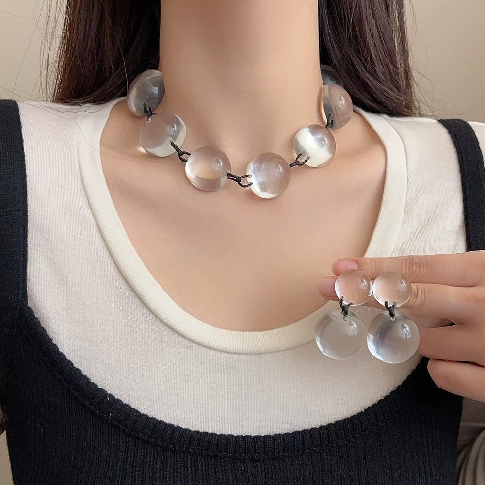Transparent Plant Resin Semi-Spherical Necklace For Women Exaggerated Fashion Necklace Fashionable Individual Jewelry Accessory