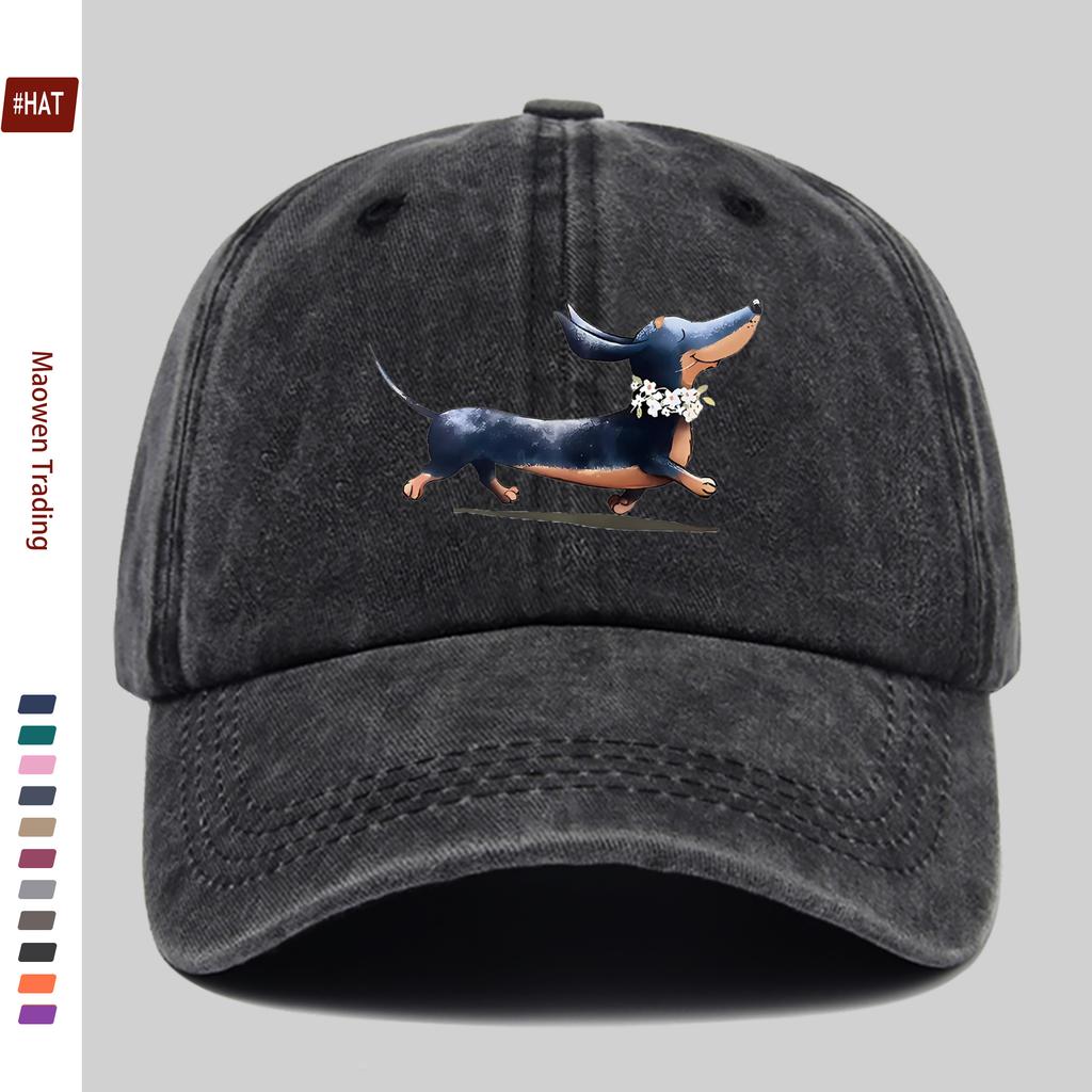 pc Cute Dachshund And Daisy Print Pattern Baseball Cap Casual Accessory Golf Hat Home Leisure Decor Hat Comfortable Lightwei