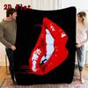 Sexy red lips 2D Flat Pattern Flannel Blanket High quality All Seasons Warmth and Comfort Perfect for Christmas Gifts.MMT0918585