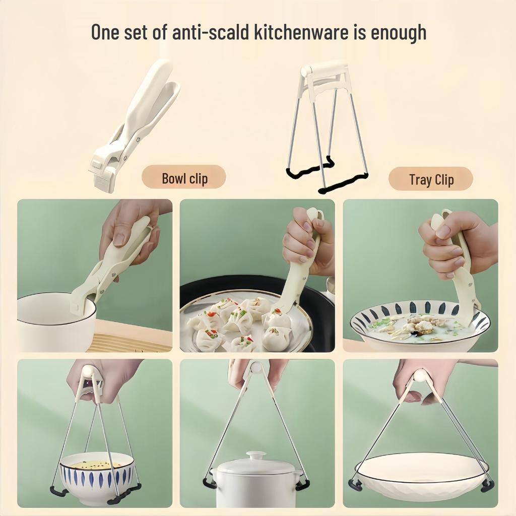 Stainless Steel Anti-Scald Non-Slip Kitchen Bowl Clip and Tray Lifter