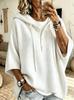 2026 Women's Hooded Knit Sweater with Buttons - Autumn/Winter European American Style, Versatile, Solid Color, Half-Open, Cozy Fit.