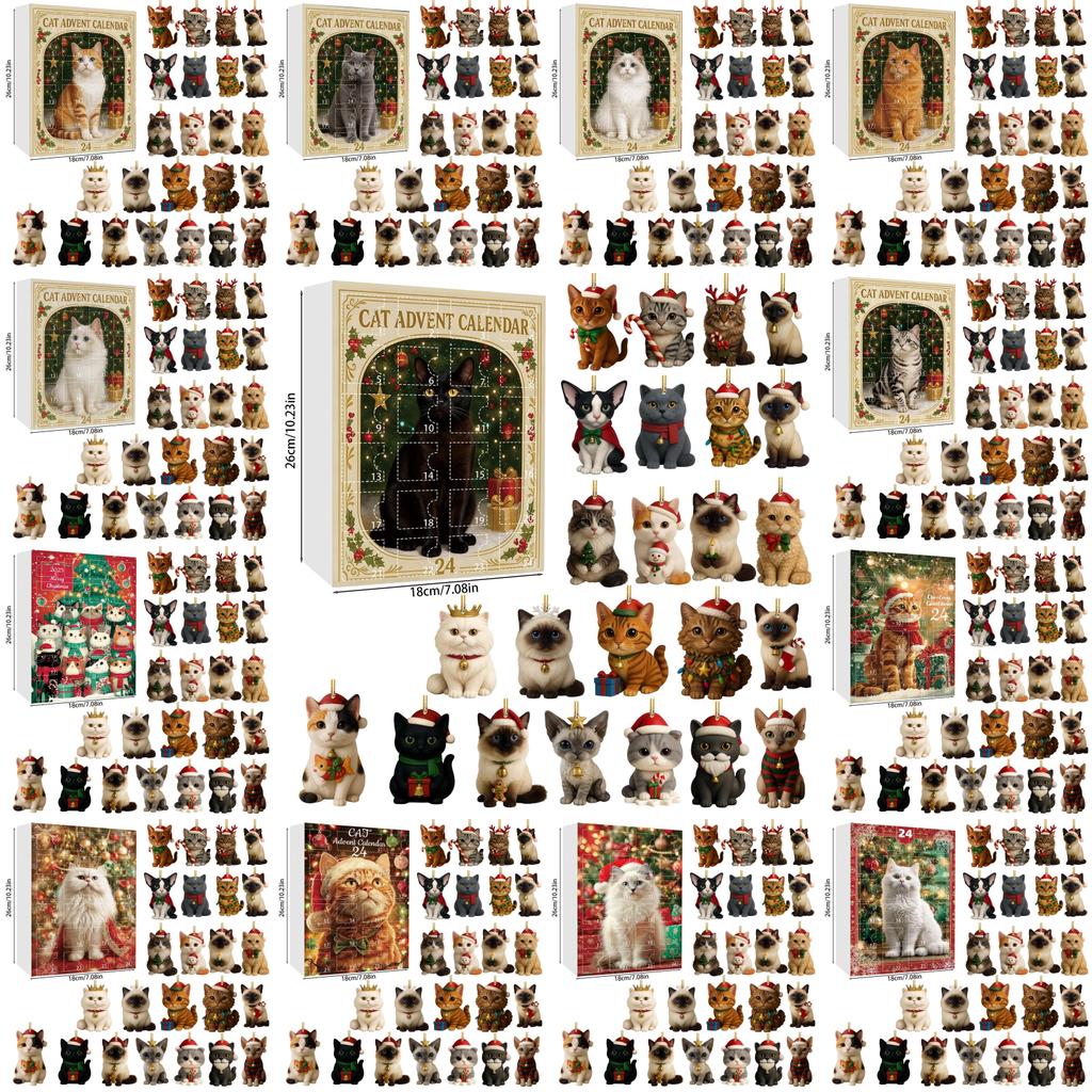 Christmas Cat Acrylic Advent Calendar With 24 Decor Slots For Holiday Celebrations