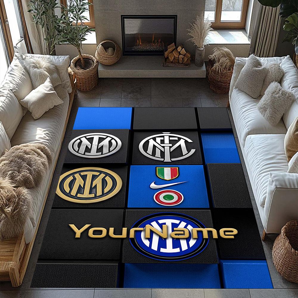 Inter Milan Personalized Name Carpet Perfect for Study room Game Room Dormitory Balcony Antislip Carpet Anime Office Decor