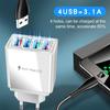 4-Port 3A USB Mobile Charger with LED - EU, US, UK Standards, Tablet-Compatible