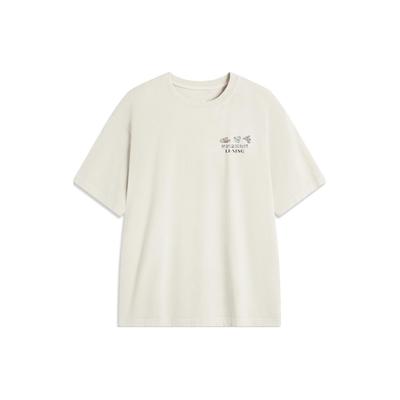 Sports Life Series Printed Loose Short Sleeve Drop Shoulder T-Shirt Men Tops Silver-Birch-Gray AHSUA29-1