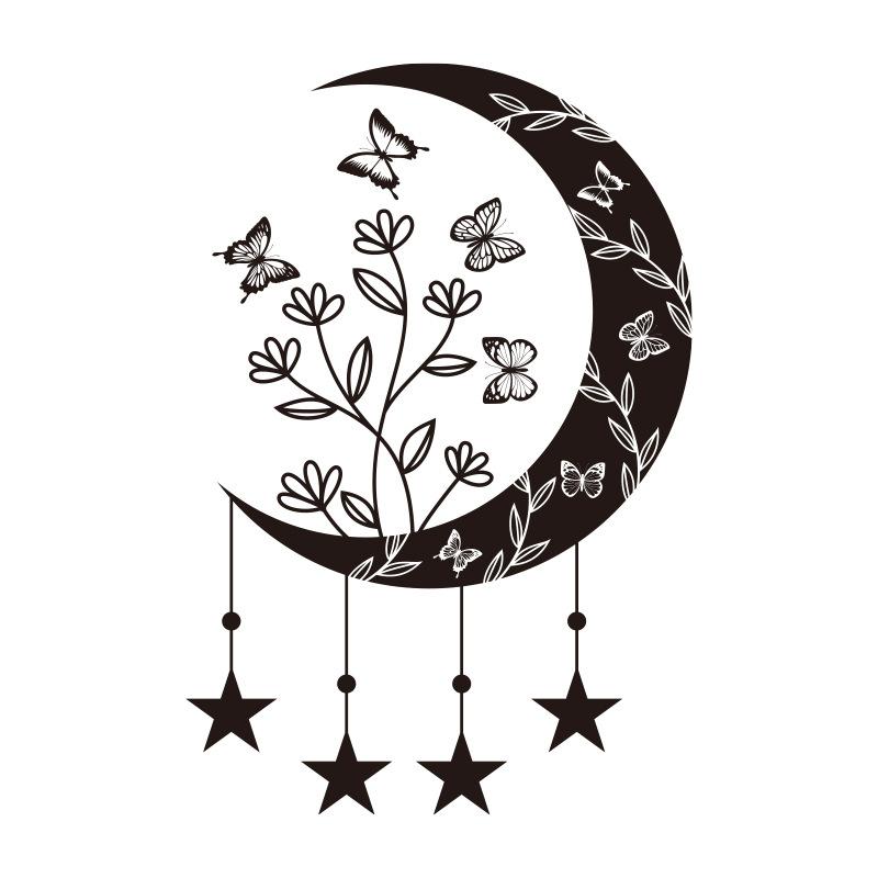 

Черные наклейки на стену с изображением бабочек в лунном свете для детской комнаты, спальни для девочек, декора детской комнаты, гостиной, дивана, фона, настенных наклеек 30x60CM чёрный