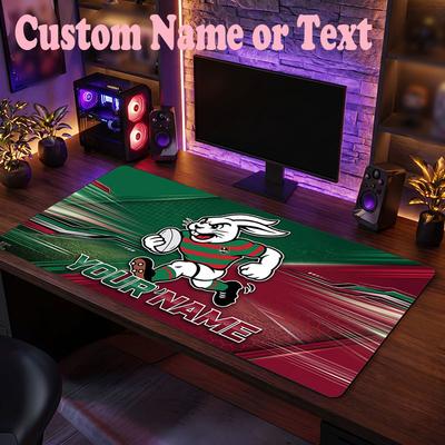 South Sydney Rabbitohs Personalisierte Namens-Text-Mausmatte, Große Schreibtisch-Mausmatte, Personalisierte Home-Office-Geschenkidee