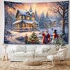 Christmas Holiday Tapestry Wall Hanging - Santa Claus, Christmas Tree, Festive Atmosphere, Animal Theme, Polyester, Woven, Portrait Orientation, Graph