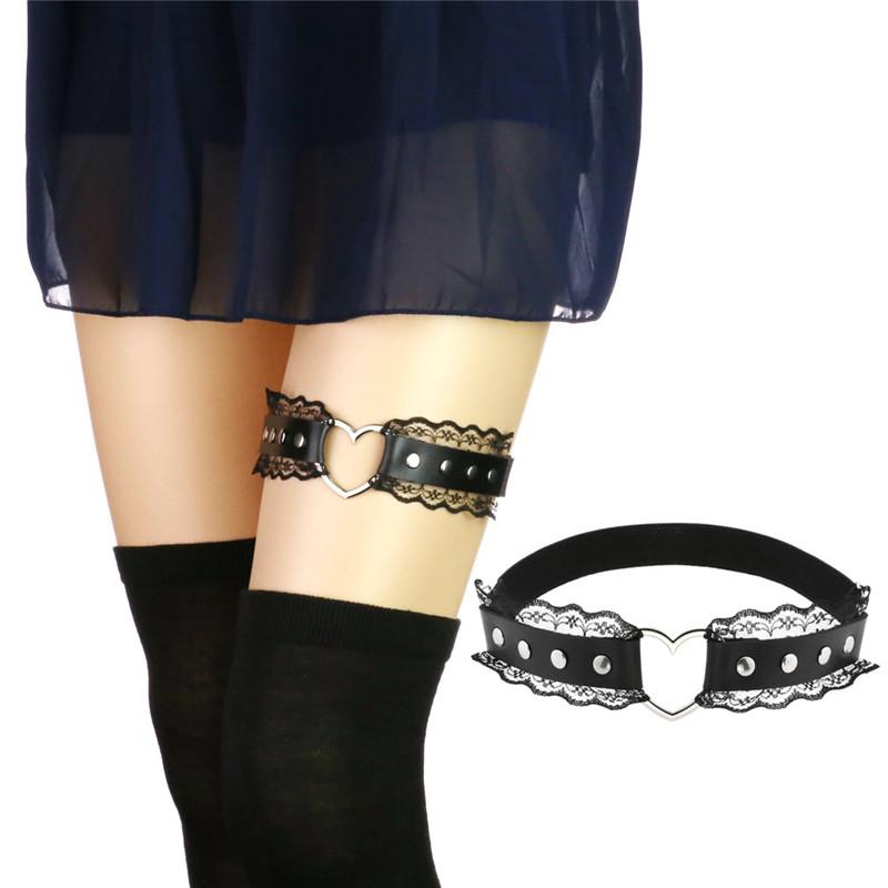Goth Punk Leg Strap Body Garter Belt Heart Thigh Harness Women Girls Gothic Cosplay Harajuku Lace Jewelry Lingerie Harness