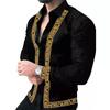 Men European Style Slim Fit Floral Print Turn Down Collar Long Sleeve Casual Shirt