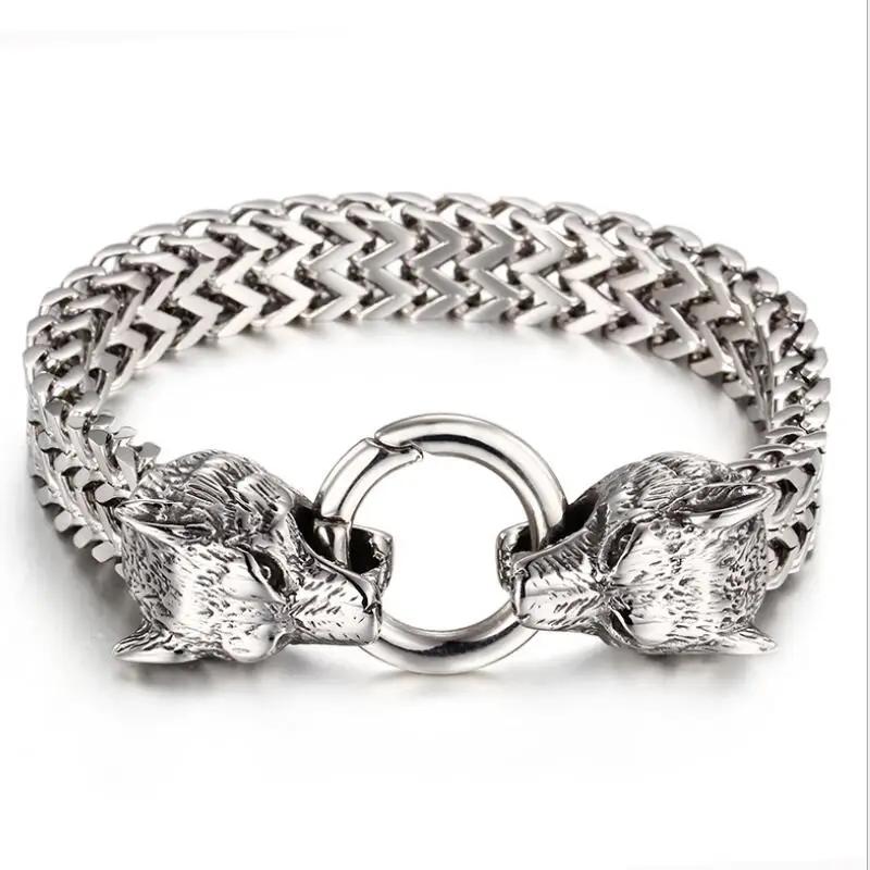 Fashion Gold Color Lion King Charm Bracelet for Men Rock Punk Wristband Jewelry Gift
