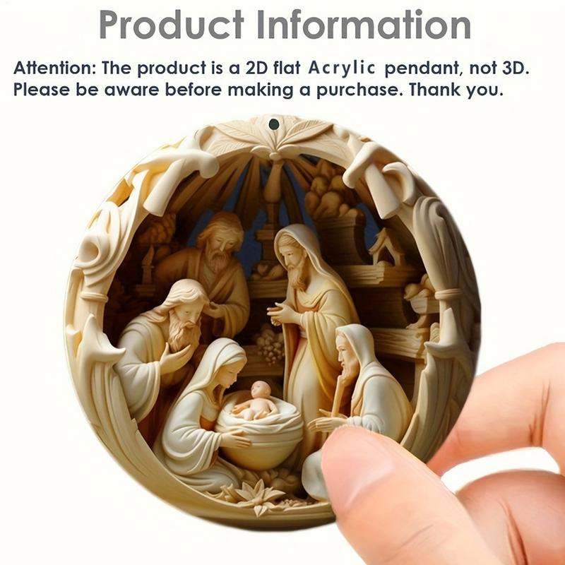 12pcs Wood Jesus Nativity Scene Pendant Christmas Tree Ornament The Birth Of Jesus Pendant Christian Navidad Decor New Year Gift