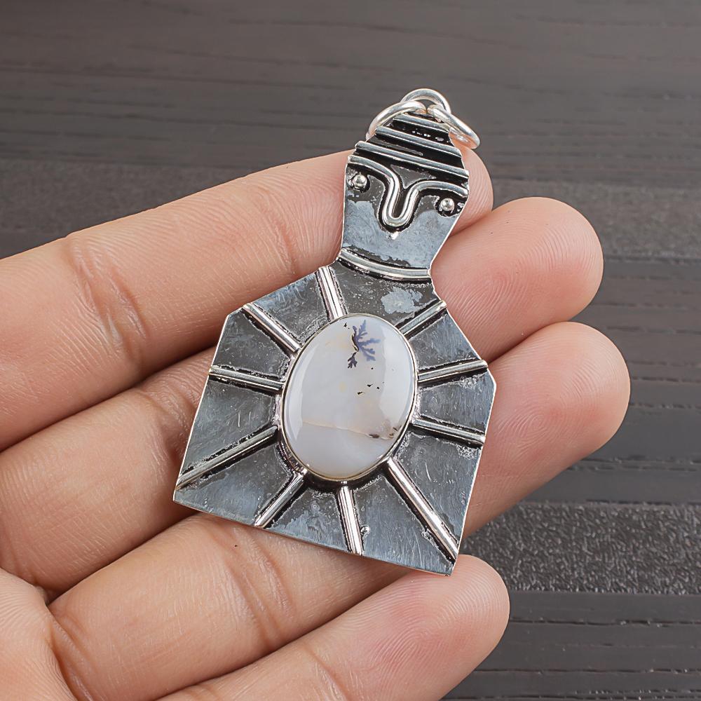 

Natural Vein Agate Gemstone 925 Sterling Silver Jewelry Designer Pendant 2.2 AJP-1952