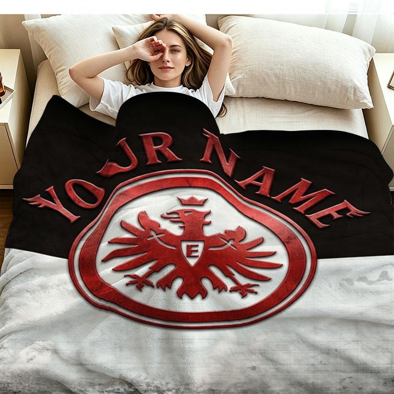 1PC Eintracht Frankfurt Custom Name Patterned Flannel Blanket Suitable For All Seasons for Home Decor Warmth and Comfort Gifts Holiday Present