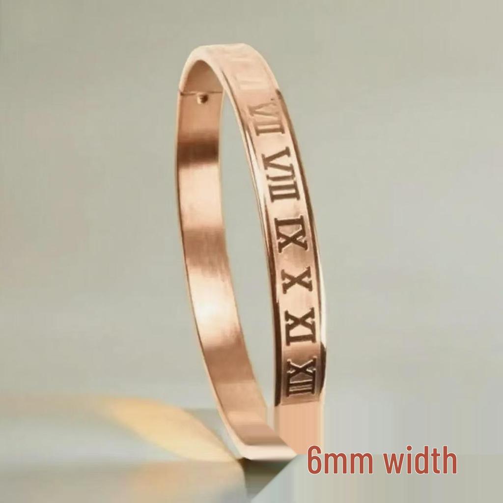 Bracciale in Acciaio Titanio con Numeri Romani - Design con Fibbia Transfrontaliera per Uomo e Donna, Gioielli in Acciaio Inossidabile Anti-Sbiadimento