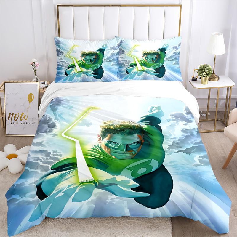 3pcs Green Lantern Duvet Cover Set, 1 Duvet Cover + 2 Pillowcases (No Insert), High-Definition Print for All Seasons,Durable yy251103068