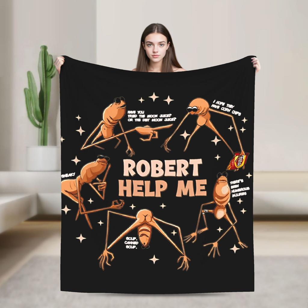 Marcus The Worm Funny Meme Robert Help Blanket Flannel Vintage Soft Throw Blanket for Home Summer