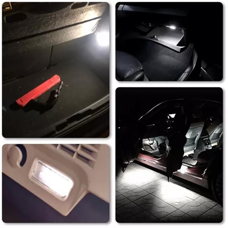 Lampă LED pentru portbagaj pentru mașină, 2 bucăți, pentru picioare, sub ușă, pentru torpedo, pentru Peugeot 1007, 206, 207
