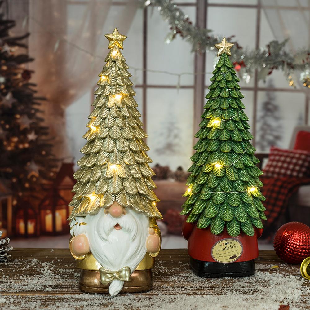 New European American Luminous Christmas Tree Goblin Dwarf Ornament Home Christmas Resin Christmas Decoration