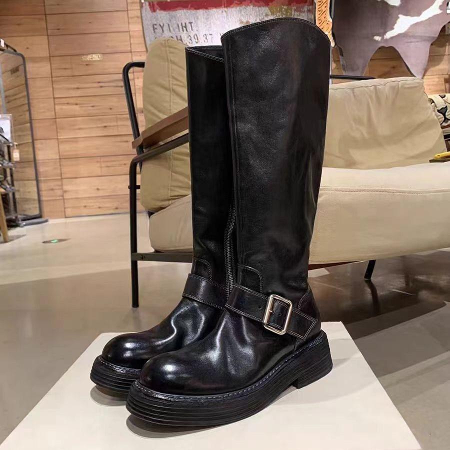 

Новое место виноград мать ретро пряжка ремня ботинки мартин толстая подошва вымытая лошадиная кожа круглый носок толстый каблук полусапоги дети 40